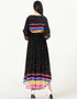 V-Neck Chiffon Muslim Dress with Colorful Polka Dots and Lantern Sleeves